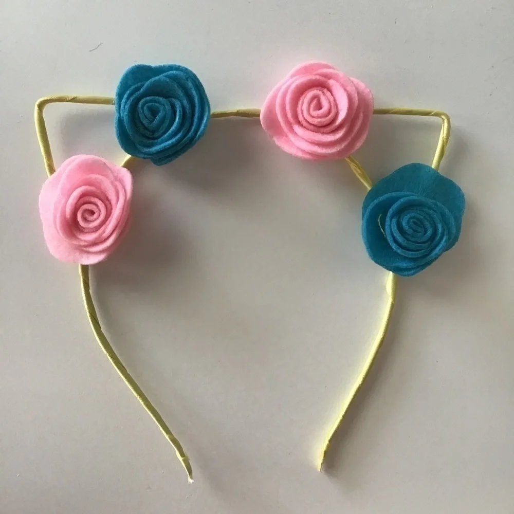 NEW Cat Kitten Ears Hair Headband Felt Flowers Halloween Party Costume Crafts